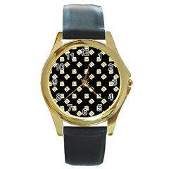 Happy Toast Black Round Gold Metal Watch by snowwhitegirl