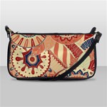 Pop Art Paisley Flowers Ornaments Multicolored 4 Background Solid Dark Red Shoulder Clutch Bag Front