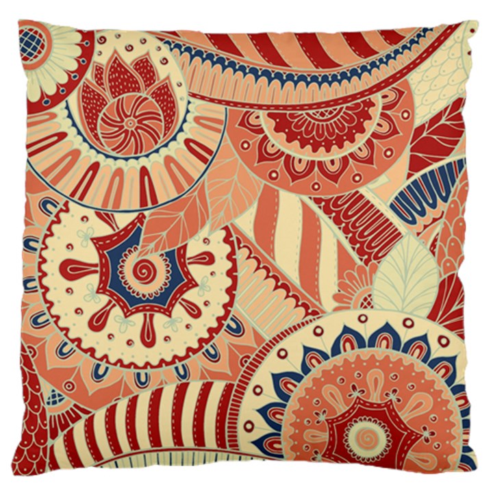 Pop Art Paisley Flowers Ornaments Multicolored 4 Background Solid Dark Red Standard Flano Cushion Case (Two Sides)