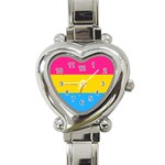 Pansexual Pride Flag Heart Italian Charm Watch Front