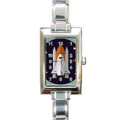 Rocket Space Universe Spaceship Rectangle Italian Charm Watch by Pakrebo