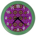 Hearts Of Metal And Flower Wreaths In Love Color Wall Clock Front