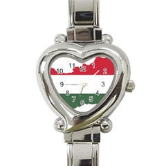 Hungary Country Europe Flag Heart Italian Charm Watch by Sapixe