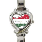 Hungary Country Europe Flag Heart Italian Charm Watch Front