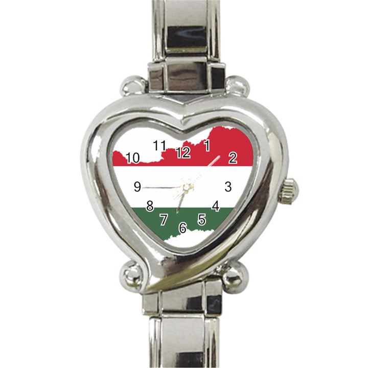 Hungary Country Europe Flag Heart Italian Charm Watch