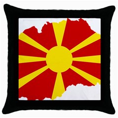 Macedonia Country Europe Flag Throw Pillow Case (black) by Sapixe