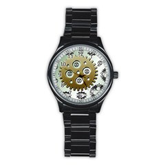 Gear Background Sprocket Stainless Steel Round Watch by HermanTelo