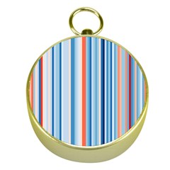 Blue And Coral Stripe 1 Gold Compasses by dressshop