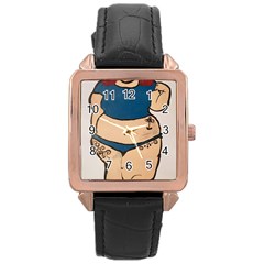 Sassy Rose Gold Leather Watch  by Abigailbarryart