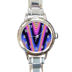 Wave Line Waveform Sound Purple Round Italian Charm Watch by HermanTelo