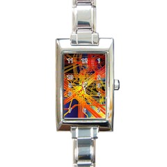 Board Circuits Control Center Trace Rectangle Italian Charm Watch by Pakrebo