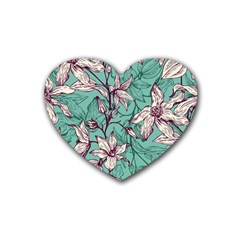 Vintage Floral Pattern Rubber Coaster (heart)  by Sobalvarro