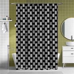 Fabric Black And White Material Shower Curtain 48  X 72  (small)  by Simbadda