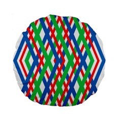 Geometric Line Rainbow Standard 15  Premium Flano Round Cushions by HermanTelo