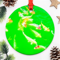 Koi Carp Scape Round Ornament (two Sides) by essentialimage