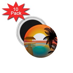 Sunset Beach Beach Palm Ocean 1 75  Magnets (10 Pack)  by Simbadda