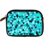 Teal Triangles Pattern Digital Camera Leather Case Front