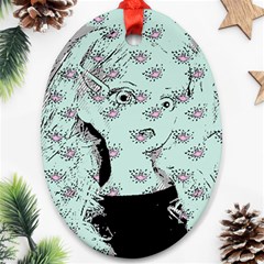 Wide Eyed Girl Ornament (oval) by snowwhitegirl