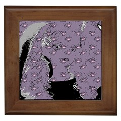 Wide Eyed Girl Grey Lilac Framed Tile by snowwhitegirl