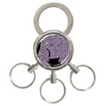 Wide Eyed Girl Grey Lilac 3-Ring Key Chain Front