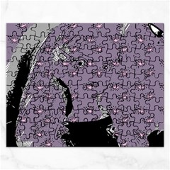 Wide Eyed Girl Grey Lilac Rectangular Jigsaw Puzzl by snowwhitegirl