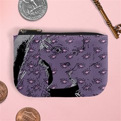 Wide Eyed Girl Grey Lilac Mini Coin Purse by snowwhitegirl