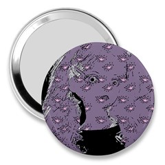 Wide Eyed Girl Grey Lilac 3  Handbag Mirrors by snowwhitegirl