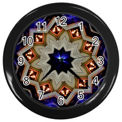 Background Mandala Star Wall Clock (black) by Mariart