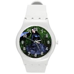 Gotthic Girl With Umbrella Round Plastic Sport Watch (m) by snowwhitegirl