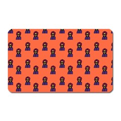 Nerdy 60s  Girl Pattern Orange Magnet (rectangular) by snowwhitegirl