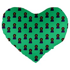 Nerdy 60s  Girl Pattern Seafoam Green Large 19  Premium Heart Shape Cushions by snowwhitegirl