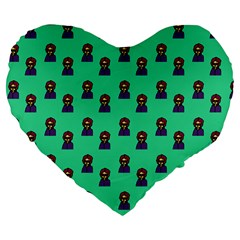 Nerdy 60s  Girl Pattern Seafoam Green Large 19  Premium Flano Heart Shape Cushions by snowwhitegirl