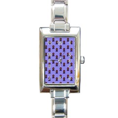 Nerdy 60s  Girl Pattern Purple Rectangle Italian Charm Watch by snowwhitegirl