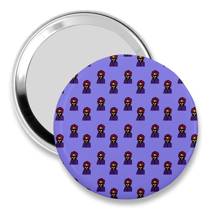 Nerdy 60s  Girl Pattern Purple 3  Handbag Mirrors