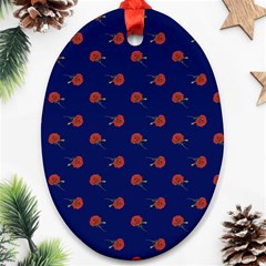 Red Rose Blue Ornament (oval) by snowwhitegirl