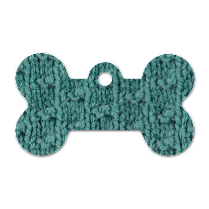 Knitted Wool Blue Dog Tag Bone (Two Sides)