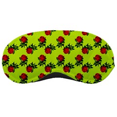 Red Roses Lime Green Sleeping Mask by snowwhitegirl