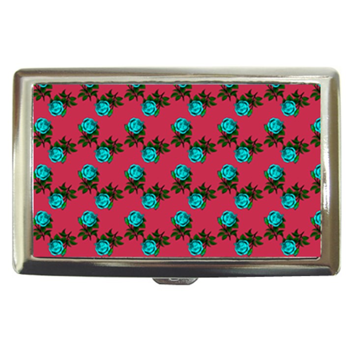 Blue Roses Pink Cigarette Money Case