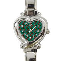 Red Roses Teal Green Heart Italian Charm Watch by snowwhitegirl