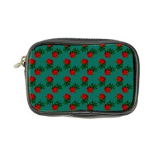 Red Roses Teal Green Coin Purse by snowwhitegirl