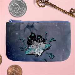 Sport, Surfboard With Flowers And Fish Large Coin Purse by FantasyWorld7