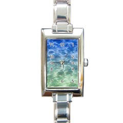 Water Blue Transparent Crystal Rectangle Italian Charm Watch by HermanTelo