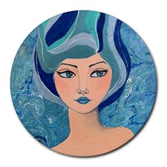 Blue Girl Round Mousepads by CKArtCreations