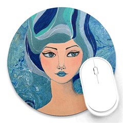 Blue Girl Round Mousepads by CKArtCreations