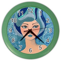 Blue Girl Color Wall Clock by CKArtCreations