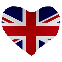 Uk Flag Large 19  Premium Flano Heart Shape Cushions by FlagGallery