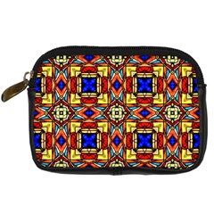 Stained Glass Pattern Texture Digital Camera Leather Case by Simbadda