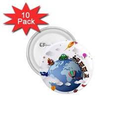 Earth Rocket Vector Earth 1 75  Buttons (10 Pack) by Vaneshart