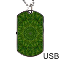 Fauna Nature Ornate Leaf Dog Tag Usb Flash (two Sides) by pepitasart