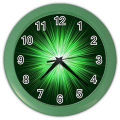 Green Blast Background Color Wall Clock by Mariart